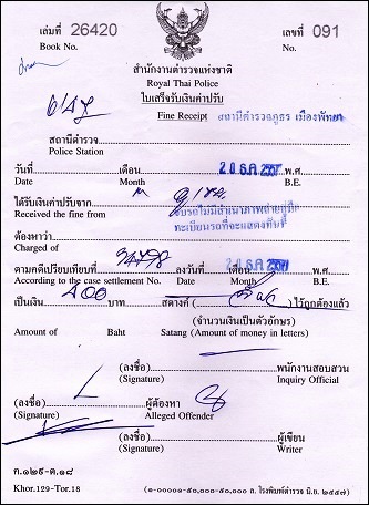 Thailand verkeersboete